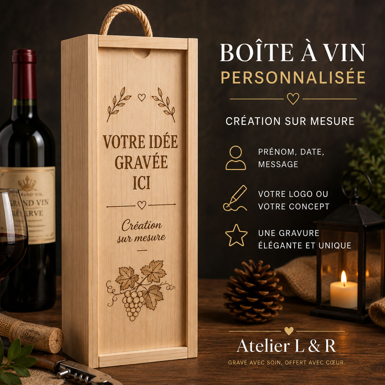 Boîte à vin personnalisée– Création sur mesure
