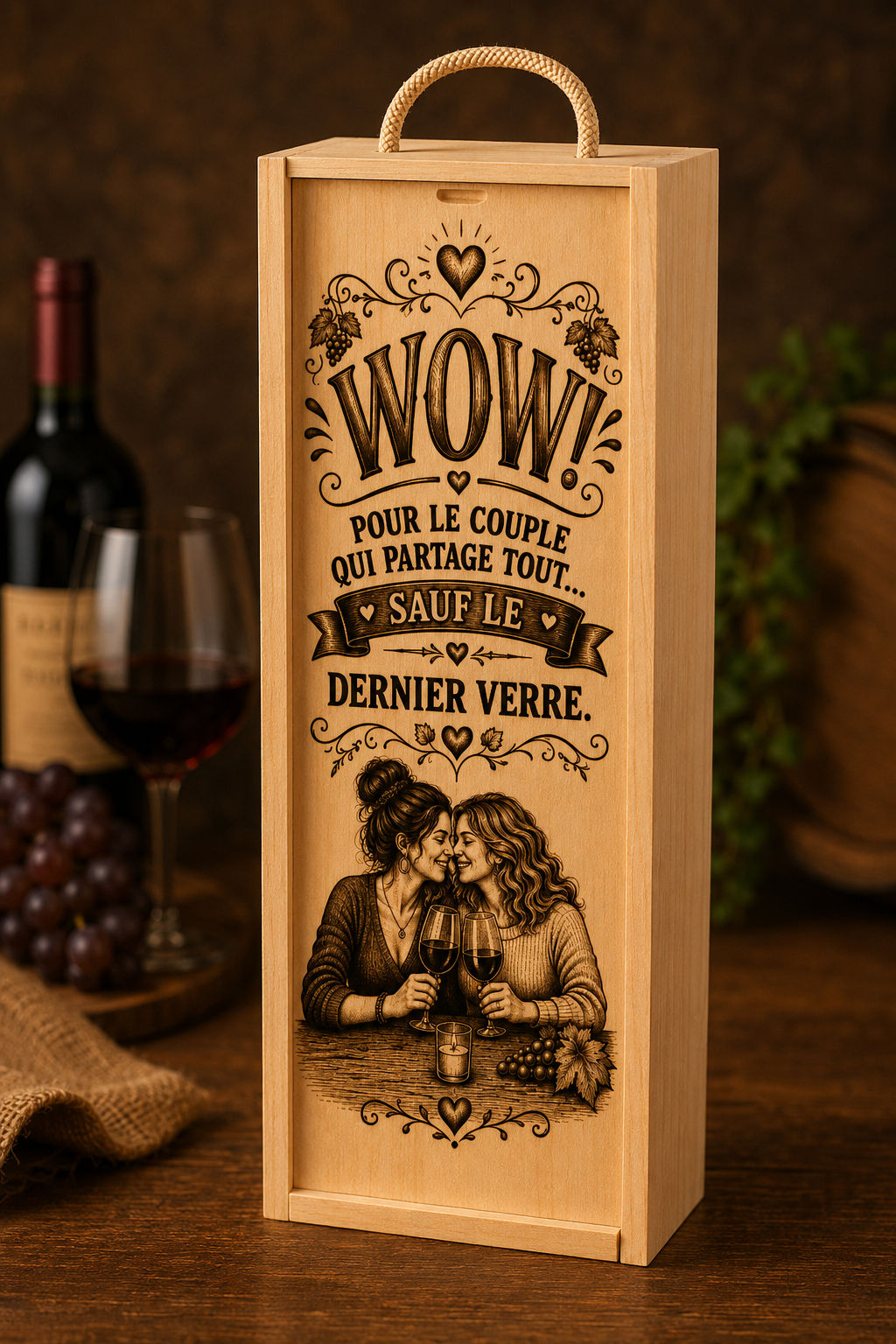 Boîte à vin en bois – Sauf le dernier verre