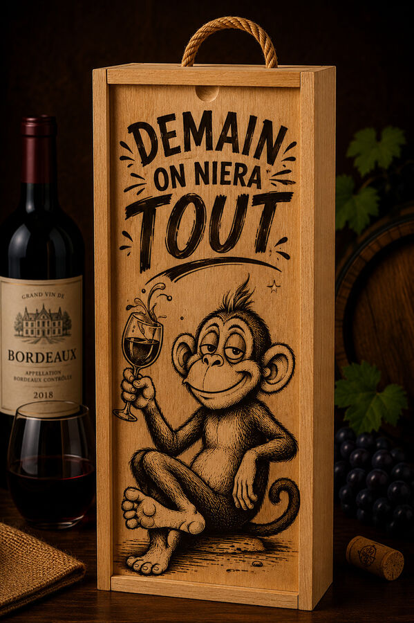 Boîte à vin gravée – Demain on niera tout
