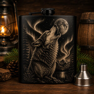 Flasque 8 oz – Loup sous la lune
