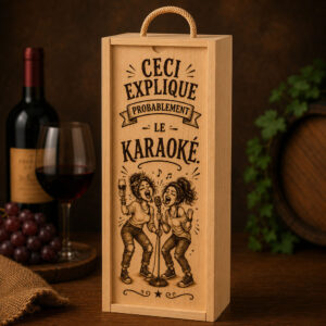 Boîte à vin en bois – Ceci explique probablement le karaoké