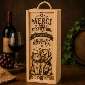 Boîte à vin en bois – Merci pour l’invitation