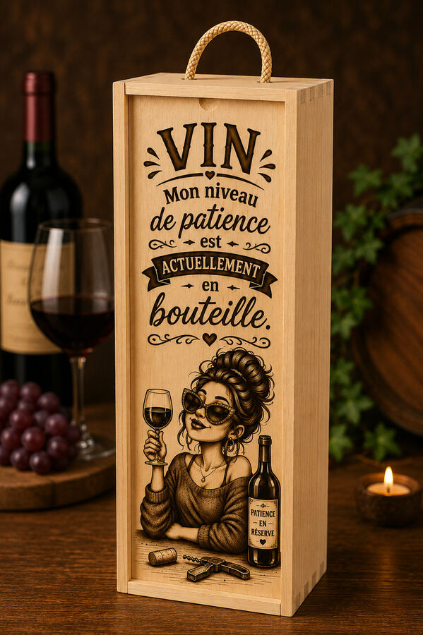 Boîte à vin en bois – Mon niveau de patience