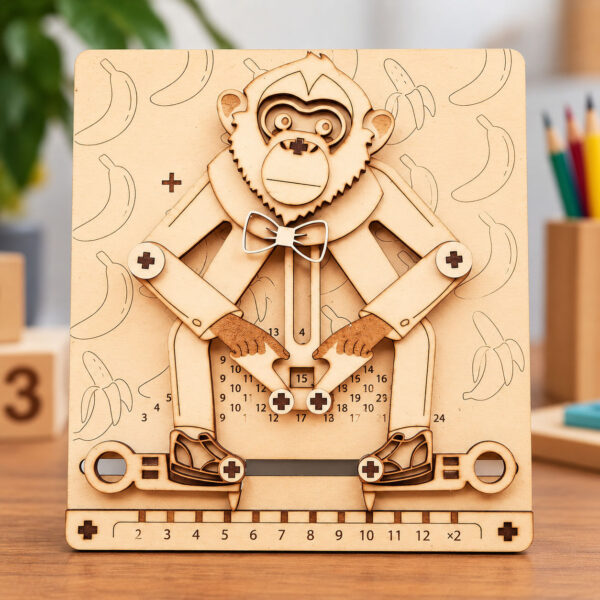 Singe calculateur en bois – Addition